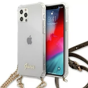 Guess nakładka do iPhone 12 / 12 Pro 6,1" GUHCP12MKC4GSGO przeźroczysta hard case 4G Gold Chain 8_2273405 - Etui i futerały do telefonów - miniaturka - grafika 2