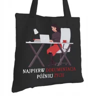 Torby i wózki na zakupy - Torba Bawełniana dla Sekretarki Czarna Prezent ekologiczna Trwały Nadruk - miniaturka - grafika 1