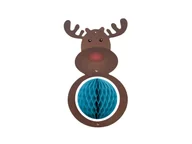 Ozdoby bożonarodzeniowe - Dekoracja wisząca Renifer z rozetką - 42 cm - 1 szt. - miniaturka - grafika 1