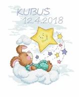 Pasmanteria - Haft krzyżykowy - Zestaw do haftu - Metryczka z zajączkiem - chłopczyk - miniaturka - grafika 1