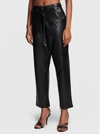 Spodnie damskie - Boss Spodnie z imitacji skóry Tacora 50482689 Czarny Tapered Fit - miniaturka - grafika 1