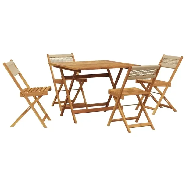 Zestaw Mebli Ogrodowych z Litego Drewna Akacjowego, Stół 90x90x75 cm, Krz