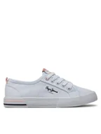 Buty dla dziewczynek - Pepe Jeans Tenisówki Brady Basic G PGS30604 Biały - miniaturka - grafika 1