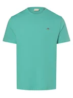 Koszulki męskie - Gant T-shirt męski Mężczyźni Bawełna niebieski|zielony jednolity, M - miniaturka - grafika 1