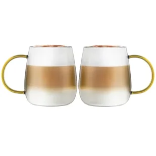 Vialli Design Komplet szklanek z żółtym uchem Bolla 1173 2 x 400 ml - Szklanki - miniaturka - grafika 1