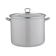 Garnki - Garnek emaliowany wysoki gładki szary z pokrywką 28 cm 14 l - miniaturka - grafika 1