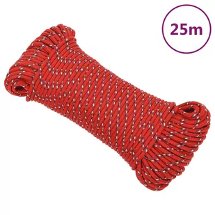 vidaXL Linka żeglarska, czerwona, 5 mm, 25 m, polipropylen - Żeglarstwo - miniaturka - grafika 1