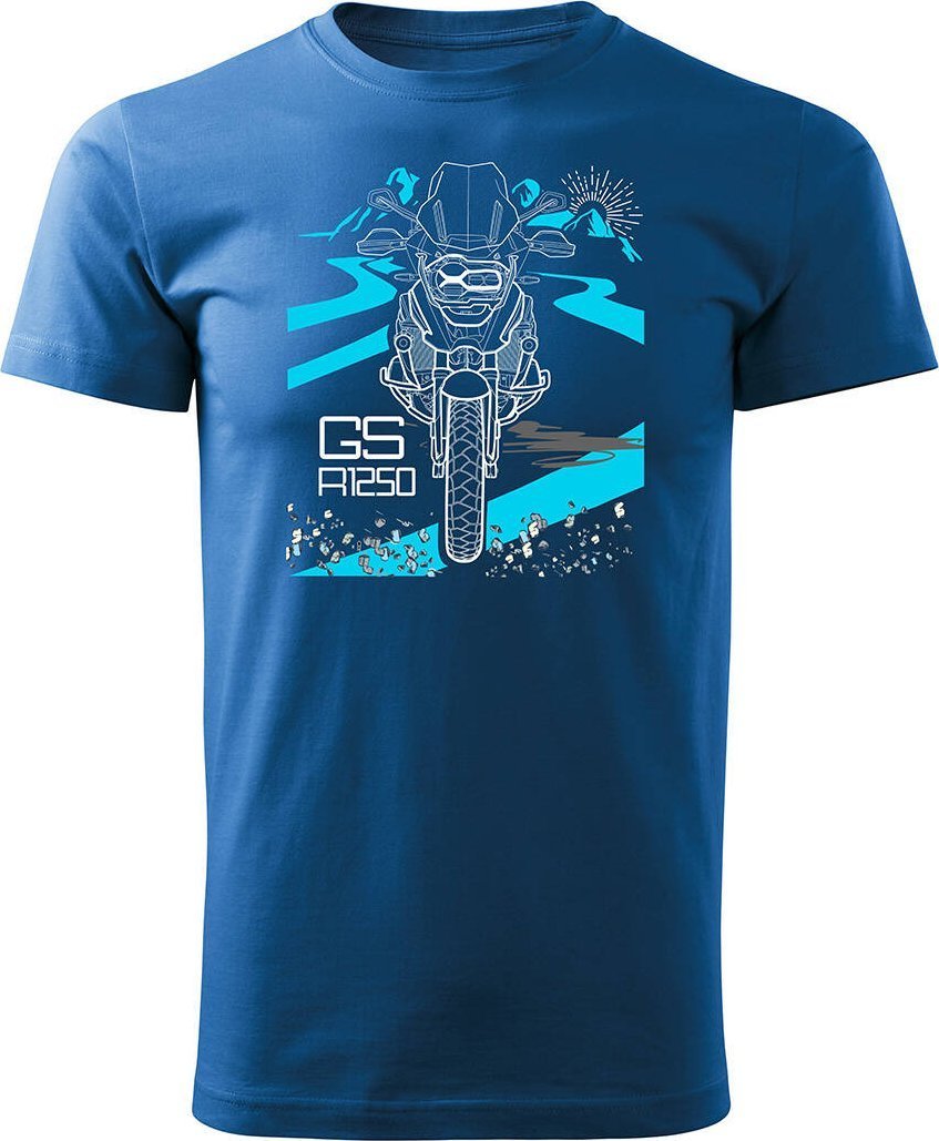 Topslang Koszulka motocyklowa z motocyklem na motor BMW GS 1250 ADVENTURE męska niebieska REGULAR S