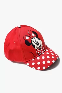 Czapki dla dzieci - Bawełniana czapka dziewczęca z daszkiem Minnie Mouse - czerwona - grafika 1