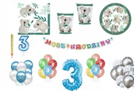 Balony i akcesoria - Zestaw Urodzinowy Miś Koala 3 Urodziny Balony - miniaturka - grafika 1