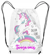 Plecaki worki - Worek Szkolny Workoplecak na Buty Unicorn Jednorożec Pony Kucyk imię - miniaturka - grafika 1