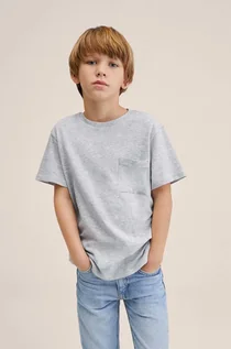 Koszulki i topy damskie - Mango Kids t-shirt bawełniany Basic2 kolor szary gładki - grafika 1