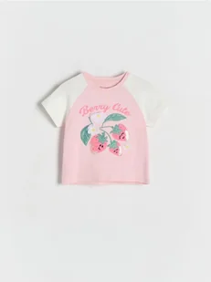 Reserved - Bawełniany t-shirt z nadrukiem - pastelowy róż - Bluzki dla niemowląt - miniaturka - grafika 1