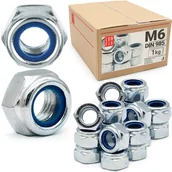 Śruby i nakrętki - Nakrętka samokontrująca M6 samohamowana z wkładką ocynk DIN 985 1kg - miniaturka - grafika 1
