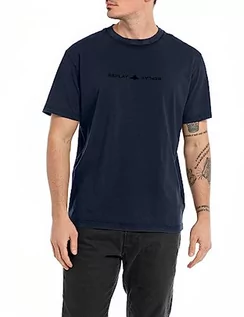 Koszulki męskie - Replay koszulka męska regular fit, 088 Deep Blue, XXL - grafika 1