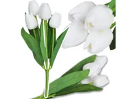 Sztuczne kwiaty - Tulipan Bukiet Tulipanów Wiosenny Jak Żywy Piankowy Sztuczne Kwiaty Biały - miniaturka - grafika 1