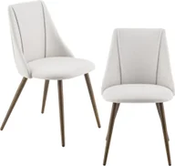 Krzesła - [en.casa] 2X tapicerowane krzesło designerskie krzesło do jadalni zestaw 2 tekstylnych beżowych krzeseł biurowych z metalowymi nogami o wyglądzie drewna 2 szt. - miniaturka - grafika 1