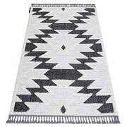 Dywany - Dywan MAROC H5157 Aztec, etno biały / czarny Frędzle berberyjski marokański shaggy, 120x170 cm - miniaturka - grafika 1