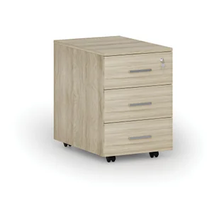 Kontenerek biurowy mobilny PRIMO WOOD, 3 szuflady, dąb naturalny - Szafki biurowe - miniaturka - grafika 1