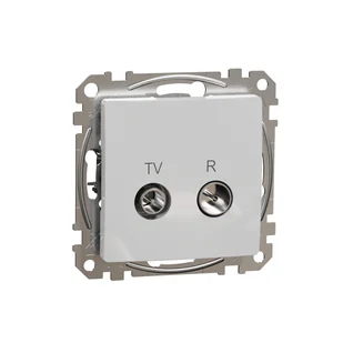 Schneider Gniazdo antenowe R/TV przelotowe (7dB) SEDNA Design & Elements srebrne aluminium - Gniazdka elektryczne - miniaturka - grafika 1