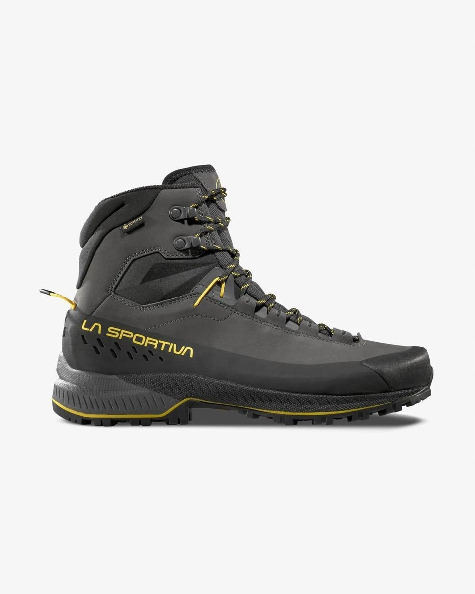 La Sportiva TX5 Evo Mid GTX – wodoodporne i stabilne męskie buty turystyczne z przyczepną podeszwą i membraną Goretex, kolor: carbon/yellow, rozmiar 42