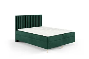 Łóżko skrzyniowe GUTTO JILL 140 x 200 cm z pojemnikiem + TOPPER 5 cm gratis zielony welur wysokie złote nogi - Łóżka - miniaturka - grafika 1
