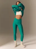 Legginsy - 4F Legginsy z prążkowanej dzianiny damskie - zielone XS - miniaturka - grafika 1