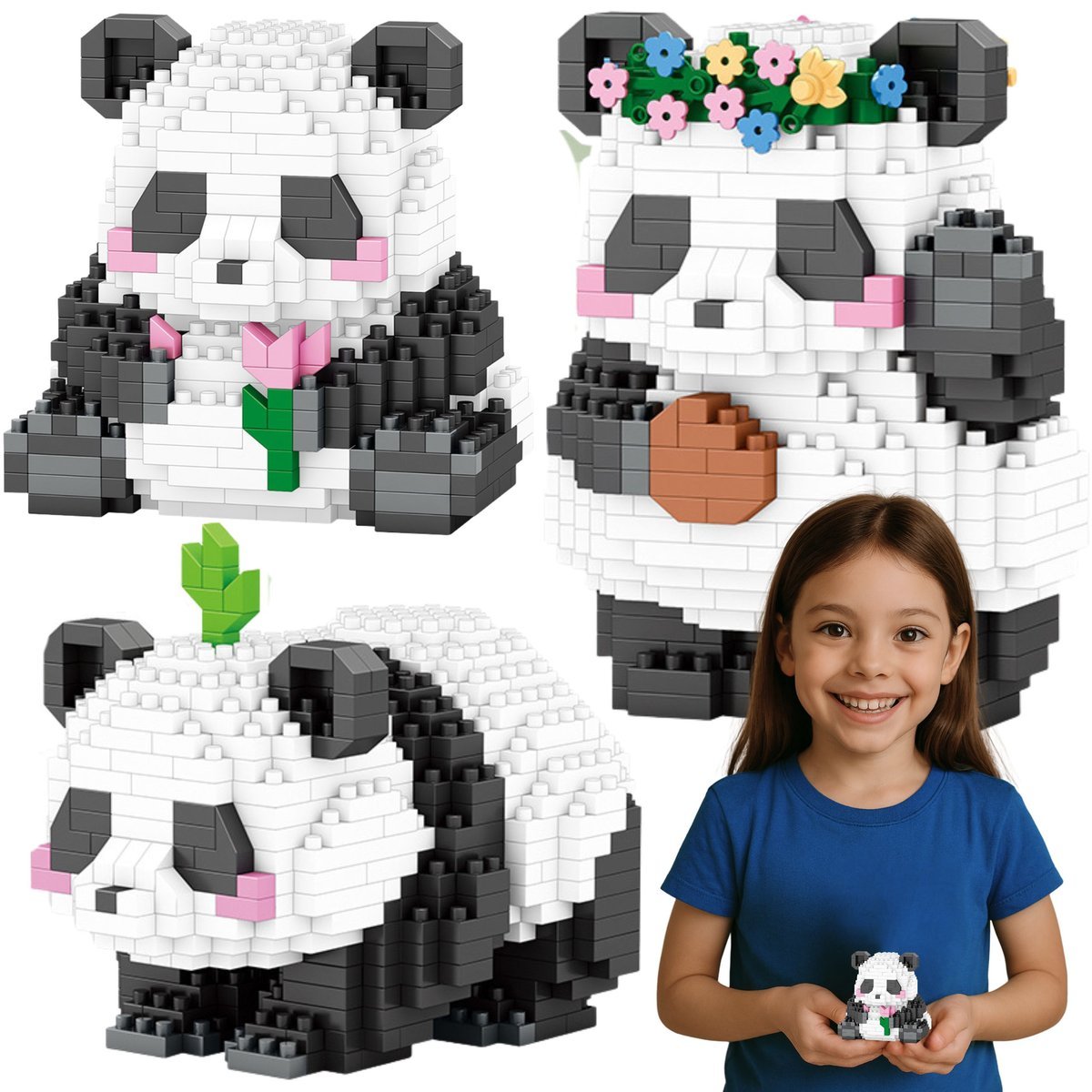 KLOCKI KONSTRUKCYJNE 3 W 1 ZESTAW PANDA DO BUDOWANIA MINI KOALA NA PREZENT