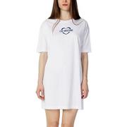 Sukienki - Love Moschino Damska sukienka z krótkim rękawem, komfortowa w dotyku, biała (Optical White), rozmiar 46 (DE), optical white, 46 - miniaturka - grafika 1