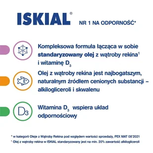 USP ZDROWIE SP. Z O.O USP ZDROWIE SP Z O.O Iskial Max Olej z wątroby rekina z witaminą D3 2 x 120 kapsułek - Witaminy i minerały - miniaturka - grafika 5