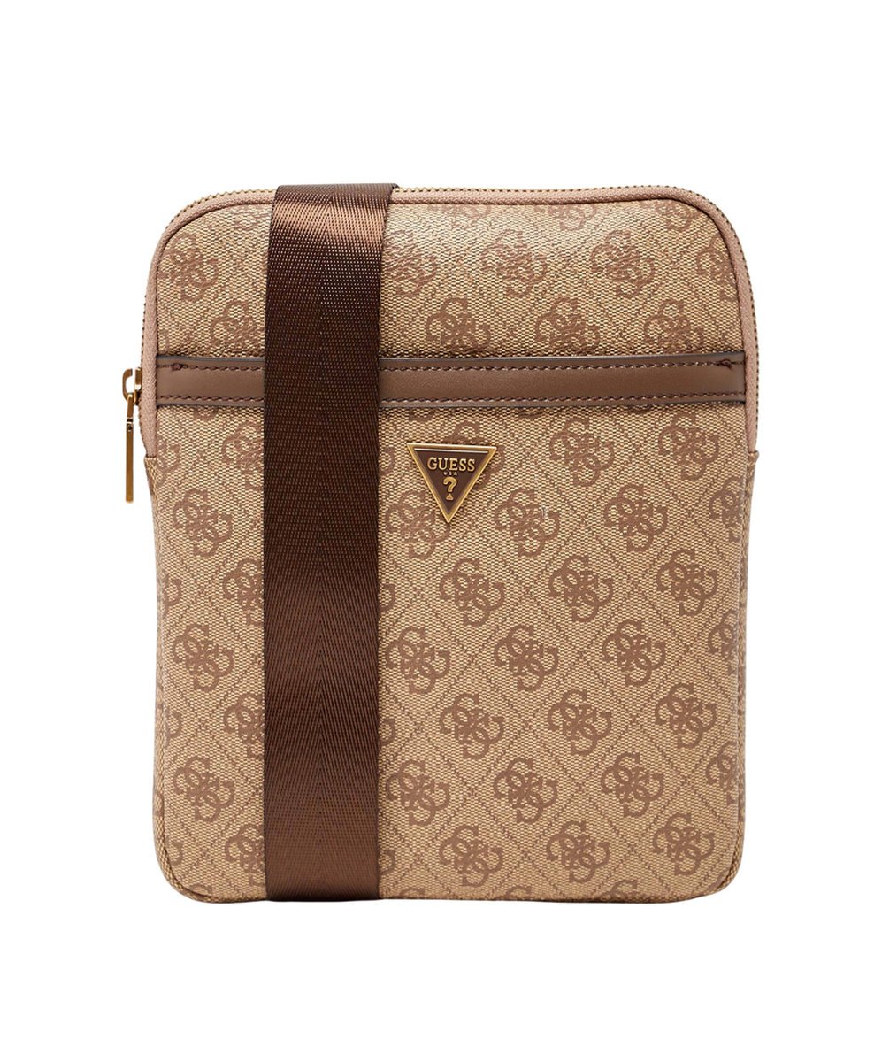 GUESS Brązowa saszetka męska w monogram Milano Crossbody Flat