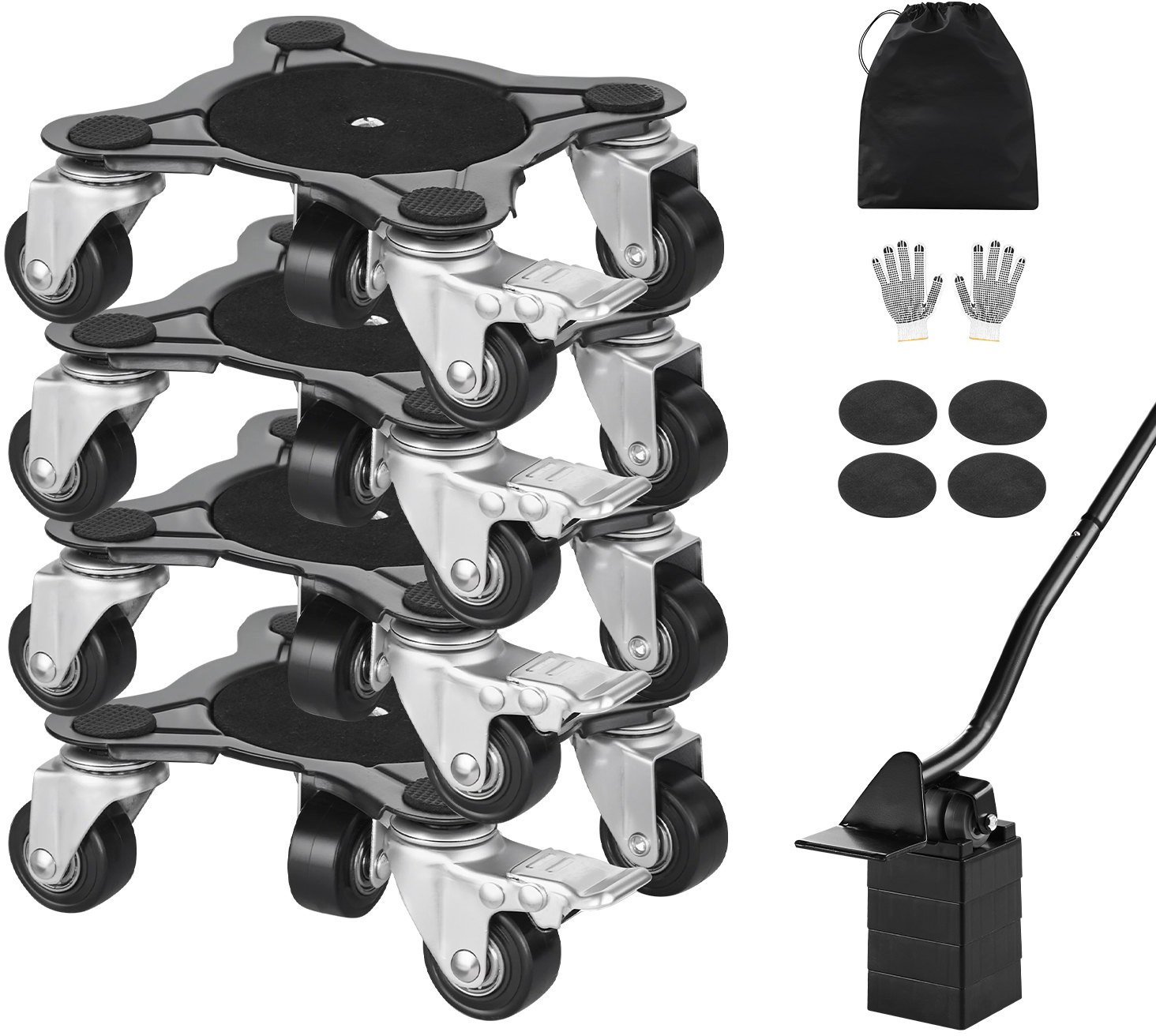 Wózki Transportowe do Mebli Platforma Podnośnik Zestaw 4 Sztuki 544 kg