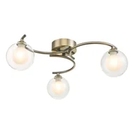 Lampy sufitowe - Lampa sufitowa Nakita 3 Light Semi Flush Antique Brass With Clear/Opal Glass - miniaturka - grafika 1
