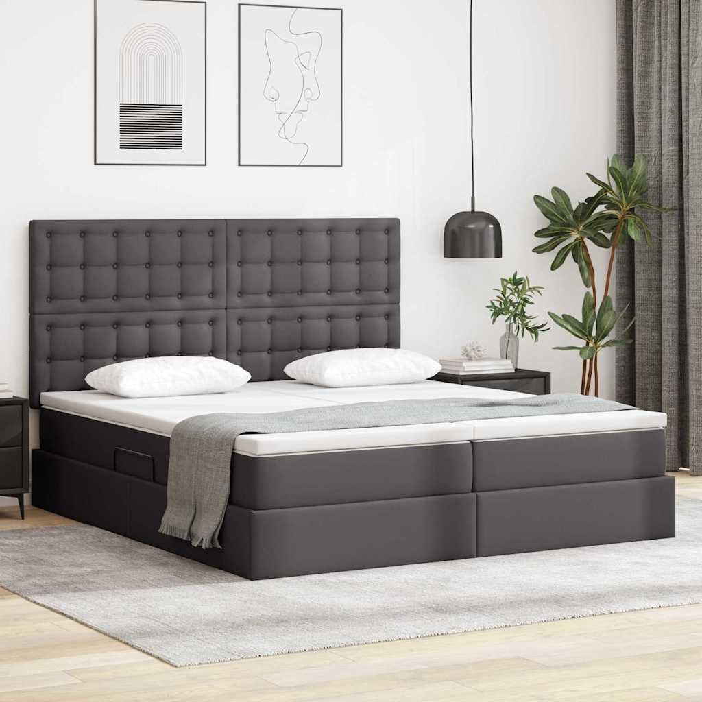 vidaXL Łóżko z miejscem na przechowywanie i LED Szary 180 x 200 cm