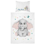 Pościel dla dzieci - Pościel niemowlęca, słoń, 90 x 120 cm, niebieska - miniaturka - grafika 1