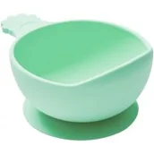 Miseczki i talerzyki dla dzieci - Nana`s Manners Etap 1, Miska silikonowa z przyssawką i uchwytem, zielona - miniaturka - grafika 1