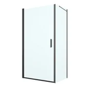 Kabiny prysznicowe - Oltens Rinnan kabina prysznicowa 100x80 cm prostokątna drzwi ze ścianką czarny mat/szkło przezroczyste 20218300 - miniaturka - grafika 1