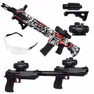 Zabawki militarne - Pistolet Karabin 2w1 Automat Na Kulki Żelowe laser - miniaturka - grafika 1