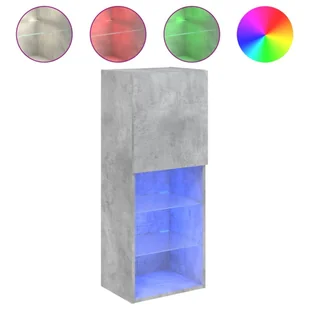 vidaXL Szafka pod telewizor z oświetleniem LED betonowa szara 40,5x30x102 cm - Szafki RTV - miniaturka - grafika 1