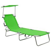 Leżaki ogrodowe - vidaXL Składany leżak z zadaszeniem, zielony, aluminium - miniaturka - grafika 1