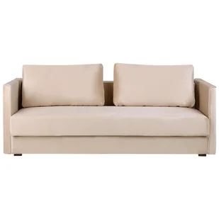Sofa rozkładana welurowa beżowa EKSJO - Sofy i kanapy - miniaturka - grafika 1