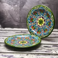 Talerze - Średni talerz ceramiczny ręcznie zdobiony „Kwitnąca polana” o średnicy 17,5cm - miniaturka - grafika 1
