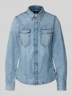 Bluzki damskie - Koszula jeansowa o kroju slim fit z kieszeniami na piersi - miniaturka - grafika 1