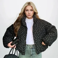 Kurtki damskie - Puchowa zimowa kurtka damska - Czarny - miniaturka - grafika 1