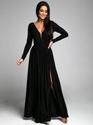 Sukienki - PRE-ORDER! Sukienka czarna maxi brokatowa elegancka na długi rękaw balowa Promise - PERFE - miniaturka - grafika 1