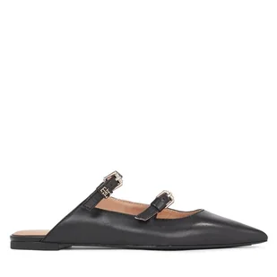Klapki Tommy Hilfiger Th Pointy Leather Mule FW0FW07722 Czarny - Klapki i japonki damskie - miniaturka - grafika 1