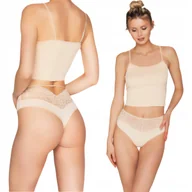 Bielizna nocna - Babell 158 Figi Brazyliany z Mikrofibry Beżowe M - miniaturka - grafika 1