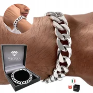 Bransolety męskie - GRUBA Bransoletka Srebrna Męska PEŁNA 13mm SREBRO 925 Pancerka Na Prezent - miniaturka - grafika 1