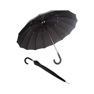 Parasole - Susino Unisex czarna laska parasol dla mężczyzn i kobiet, duży, średnica 114 cm, system automatycznego otwierania, 16 niezniszczalnych żeber z włókna szklanego, Czarny, 92, Klasyczny - miniaturka - grafika 1