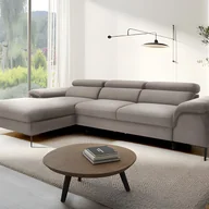 Sofy i kanapy - Kanapa narożna lewostronna rozkładana z brązowoszarego weluru - SEPINA Pascala Morabito - miniaturka - grafika 1